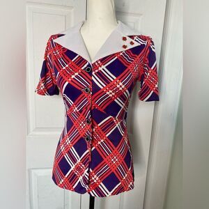 1970s Vintage Montgomery Ward Mad Men Style Top